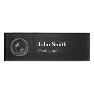 Professionele zwarte camera Lens Fotograaf Naambadge