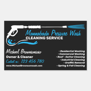 Professionele Zwarte Drukwas Power Cleaning Rechthoekige Sticker