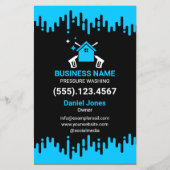 Professionele Zwarte en Blauwe Drukreiniging Flyer (Voorkant)