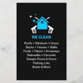 Professionele Zwarte en Blauwe Drukreiniging Flyer (Achterkant)