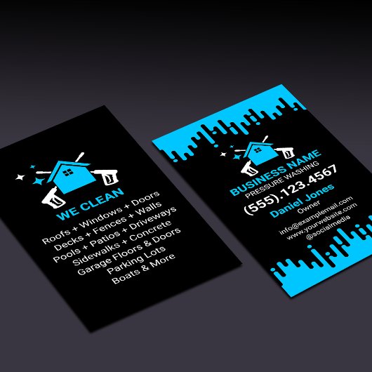 Professionele Zwarte en Blauwe Drukreiniging Flyer