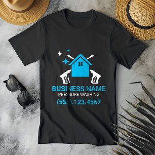Professionele Zwarte en Blauwe Drukreiniging T-shirt