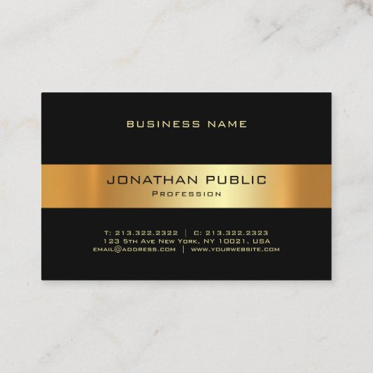 Professionele zwarte en Gold Sjabloon - Moderne Visitekaartje (Achterkant)