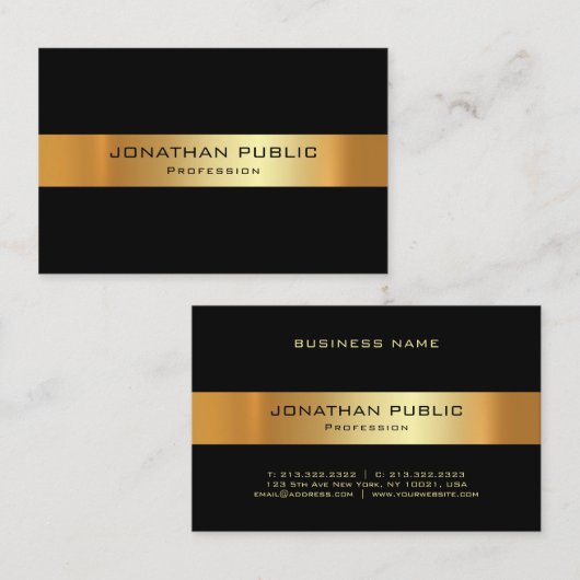 Professionele zwarte en Gold Sjabloon - Moderne Visitekaartje (Voorkant / Achterkant)
