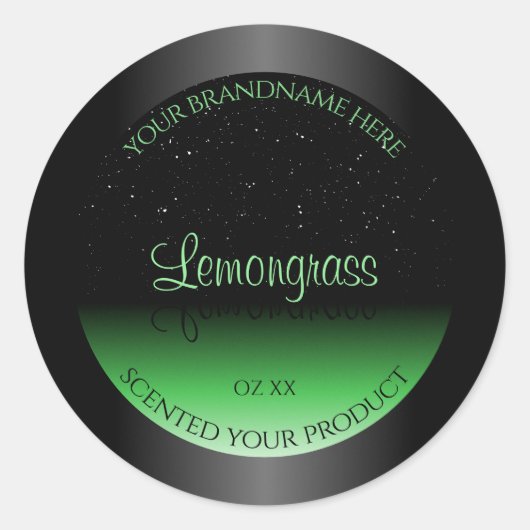 Professionele zwarte en groene productlabel Glitte Ronde Sticker (Voorkant)