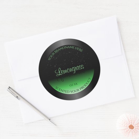 Professionele zwarte en groene productlabel Glitte Ronde Sticker (Envelop)
