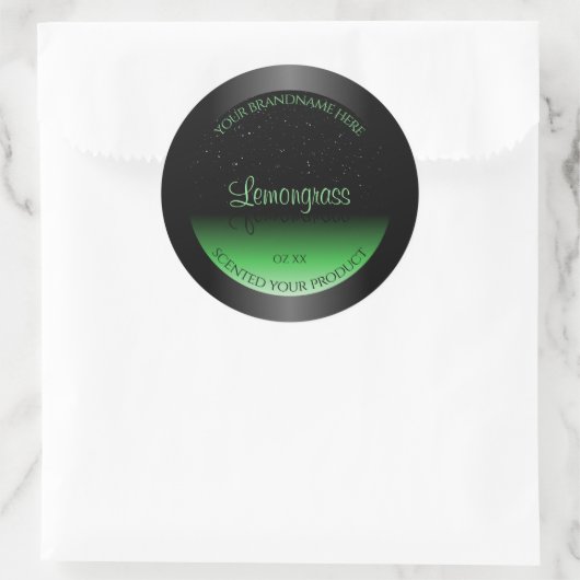 Professionele zwarte en groene productlabel Glitte Ronde Sticker (Tas)