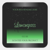 Professionele zwarte en groene productlabel Glitte Vierkante Sticker (Voorkant)