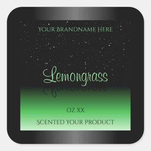 Professionele zwarte en groene productlabel Glitte Vierkante Sticker (Voorkant)