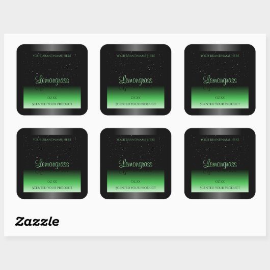 Professionele zwarte en groene productlabel Glitte Vierkante Sticker (Vel)