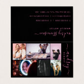 Professionele zwarte en Roze handtekening 6 Foto's Visitekaartje (Buitenkant ongevouwen)