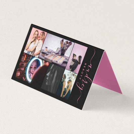 Professionele zwarte en Roze handtekening 6 Foto's Visitekaartje (Voorkant)