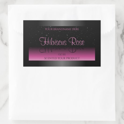 Professionele zwarte en roze productlabels Glitter Rechthoekige Sticker (Tas)