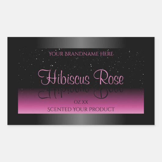 Professionele zwarte en roze productlabels Glitter Rechthoekige Sticker (Voorkant)
