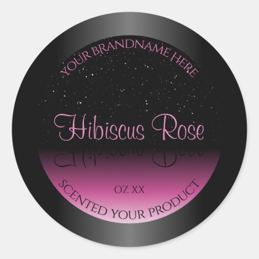 Professionele zwarte en roze productlabels Glitter Ronde Sticker (Voorkant)