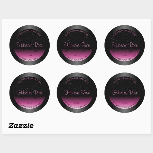 Professionele zwarte en roze productlabels Glitter Ronde Sticker (Vel)