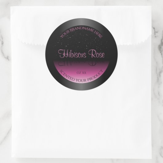 Professionele zwarte en roze productlabels Glitter Ronde Sticker (Tas)