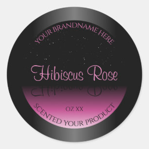 Professionele zwarte en roze productlabels Glitter Ronde Sticker