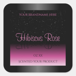 Professionele zwarte en roze productlabels Glitter Vierkante Sticker