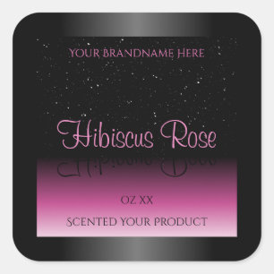 Professionele zwarte en roze productlabels Glitter Vierkante Sticker
