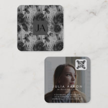 Professionele zwarte en witte Floral Foto QR Code