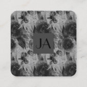 Professionele zwarte en witte Floral Foto QR Code Vierkante Visitekaartje (Voorkant)