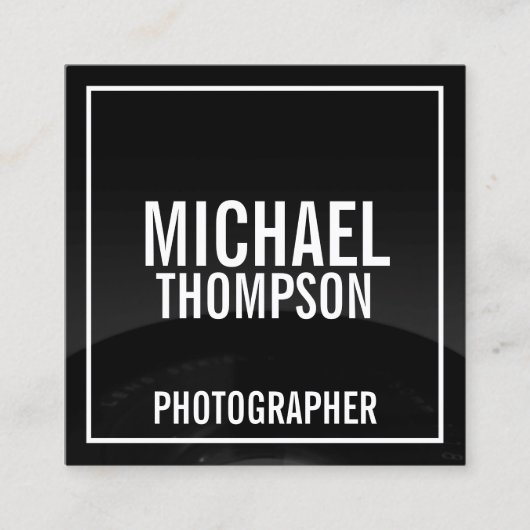 Professionele zwarte en witte fotografie vierkante visitekaartje (Voorkant)
