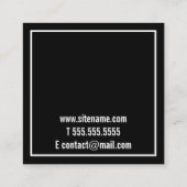 Professionele zwarte en witte fotografie vierkante visitekaartje (Achterkant)