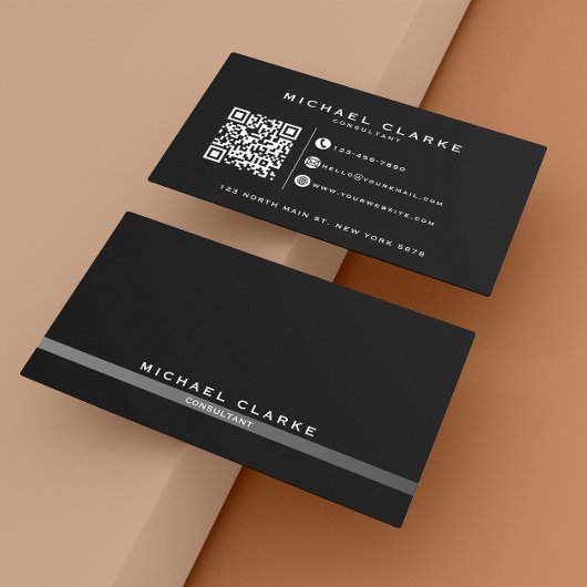 Professionele zwarte en witte moderne QR-code Visitekaartje