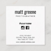 Professionele zwarte en witte pictogrammen voor so vierkante visitekaartje (Voorkant)