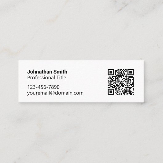 Professionele zwarte en witte QR-codeoproepkaart Mini Visitekaartje (Voorkant)