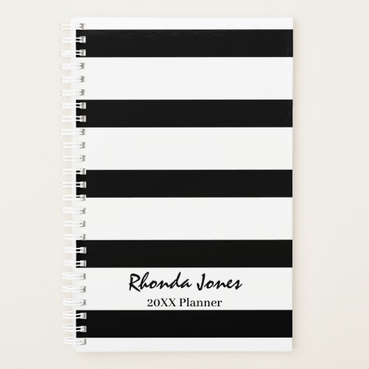 Professionele zwarte en witte Stripes Planner (Voorkant)