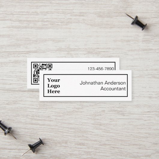 Professionele zwarte en witte Uw Logo- en QR-code Contactkaartje (Voorkant / Achterkant in situ)