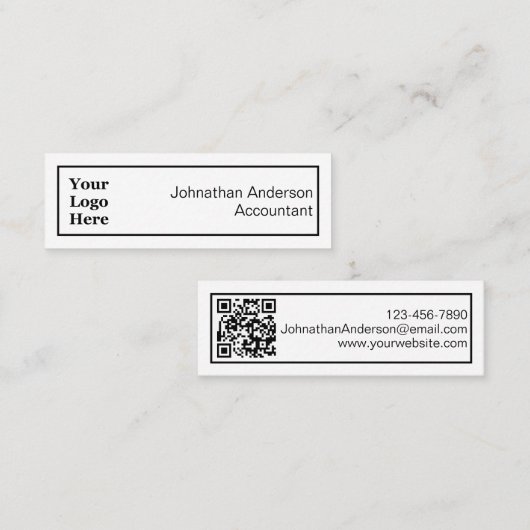 Professionele zwarte en witte Uw Logo- en QR-code Contactkaartje (Voorkant / Achterkant)