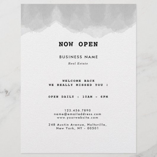 Professionele zwarte en witte Waterverf Flyer (Achterkant)