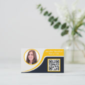 Professionele zwarte Gele voeg uw Logo QR-bedrijve Visitekaartje (Staand voorkant)