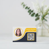 Professionele zwarte Gele voeg uw Logo QR toe Visitekaartje (Staand voorkant)