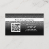 Professionele zwarte glitter Ombre Minimale QR Visitekaartje (Achterkant)
