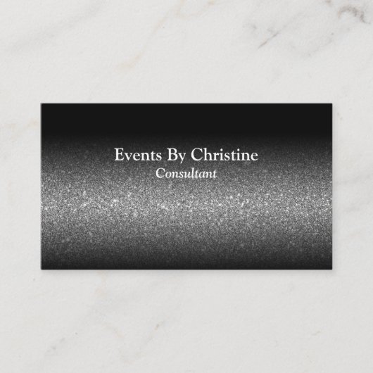 Professionele zwarte glitter Ombre Minimale QR Visitekaartje (Voorkant)