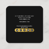 Professionele zwarte & Gold-minimalistische social Vierkante Visitekaartje (Achterkant)