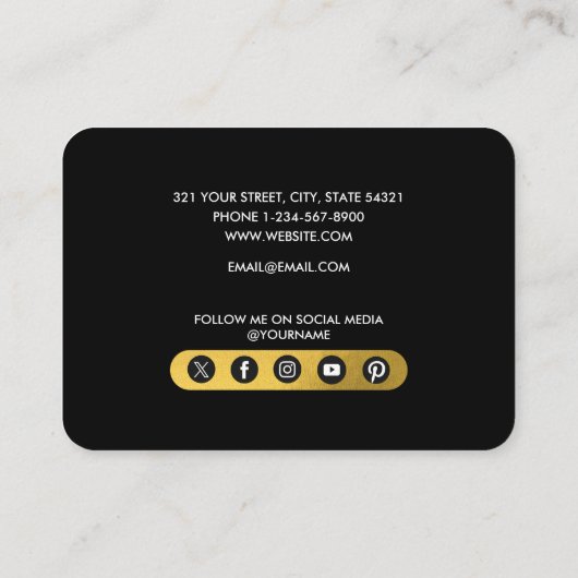 Professionele zwarte & Gold-minimalistische social Visitekaartje (Achterkant)