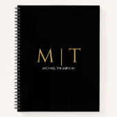 Professionele Zwarte Goud Moderne Monogrammen  Notitieboek (Voorkant)