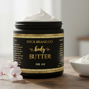 Professionele zwarte gouden body butter labels. etiket