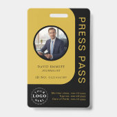 Professionele Zwarte Gouden Media Perspas ID Badge (Voorzijde)