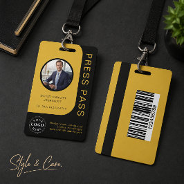 Professionele Zwarte Gouden Media Perspas ID Badge