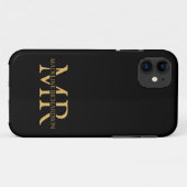 Professionele Zwarte Gouden Monogram Naam Beginlet Case-Mate iPhone Case (Achterkant (horizontaal))