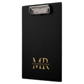 Professionele Zwarte Gouden Monogram Naam Beginlet Klembord (Links)