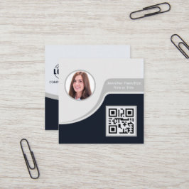 Professionele zwarte grijs voeg uw Logo QR-code to Vierkante Visitekaartje
