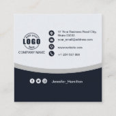 Professionele zwarte grijs voeg uw Logo QR-code to Vierkante Visitekaartje (Achterkant)