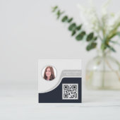 Professionele zwarte grijs voeg uw Logo QR-code to Vierkante Visitekaartje (Staand voorkant)